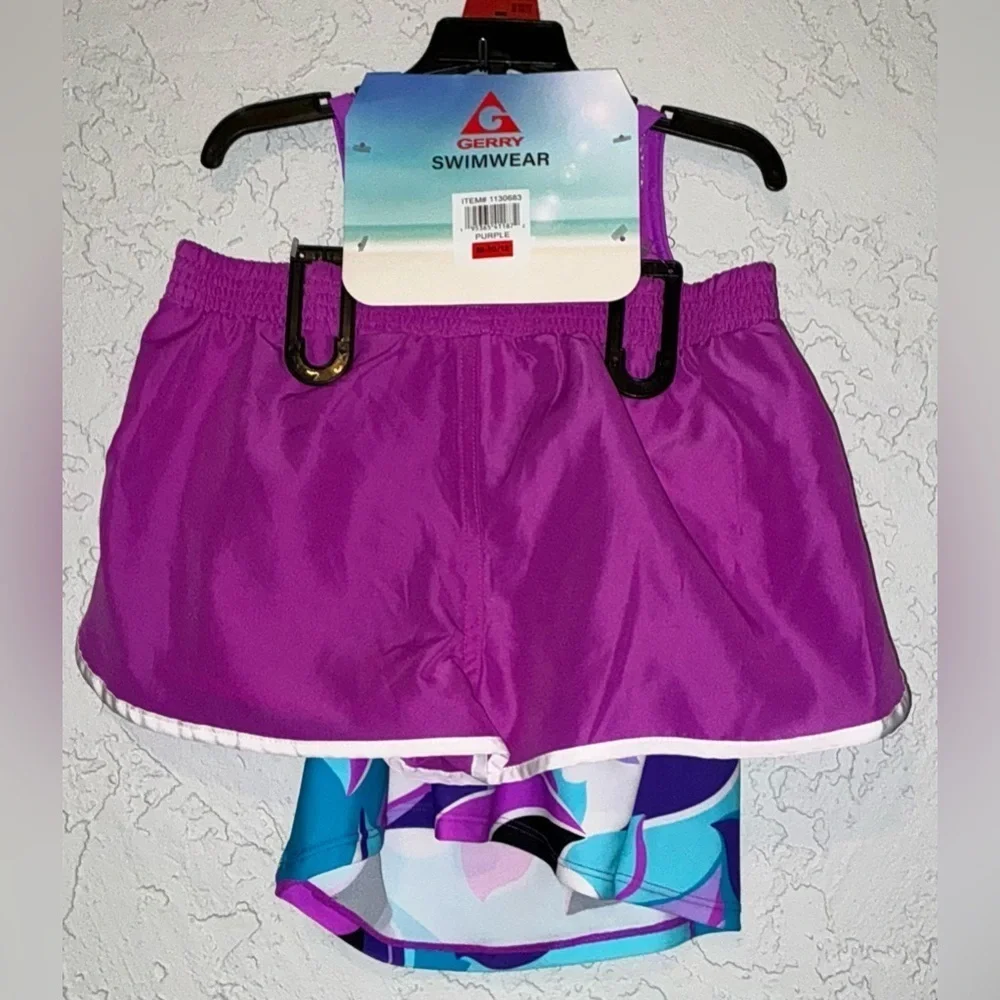 Gerry Weber Girls 3-Piece Swimsuit Set - Purple and Blue- Size 7/8 - Picture 3 of 5